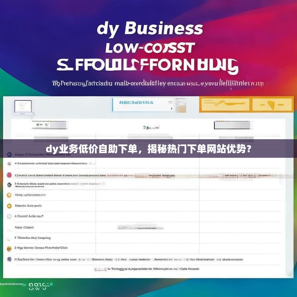 dy业务低价自助下单，揭秘热门下单网站优势？