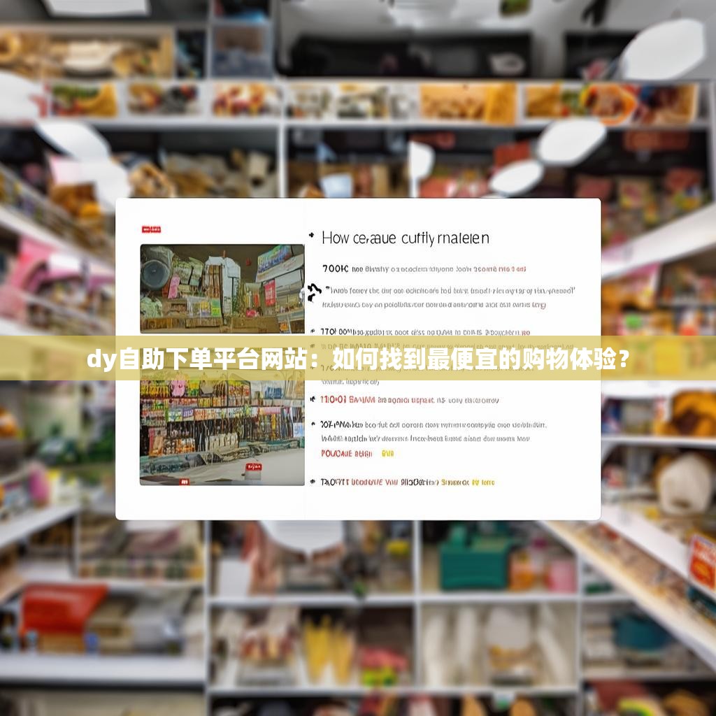 dy自助下单平台网站：如何找到最便宜的购物体验？