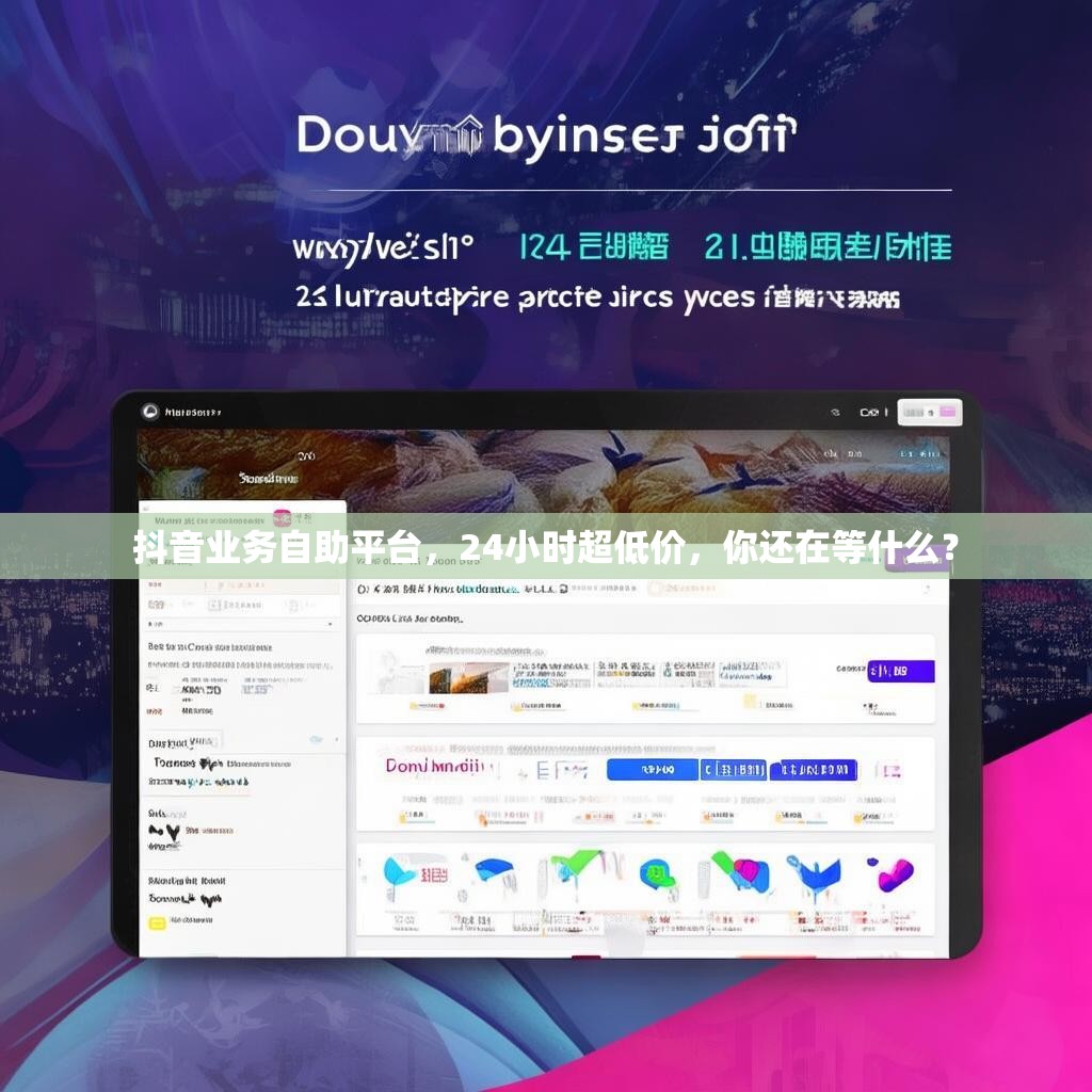抖音业务自助平台，24小时超低价，你还在等什么？