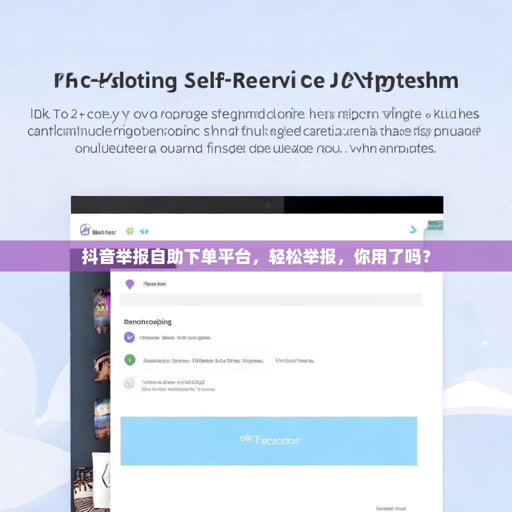 抖音举报自助下单平台，轻松举报，你用了吗？