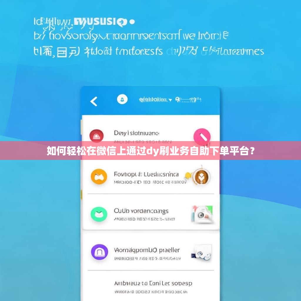 如何轻松在微信上通过dy刷业务自助下单平台？